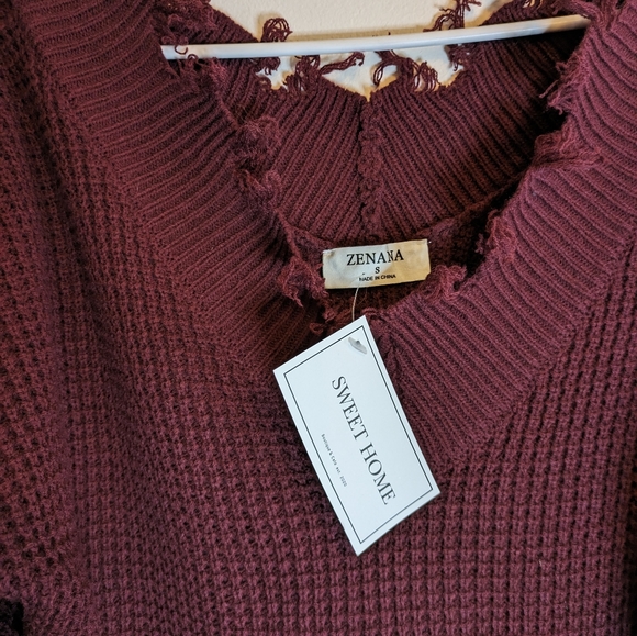 NWT    Perfect for fall and winter. Distressed sweater.   sm - lg - Picture 2 of 5